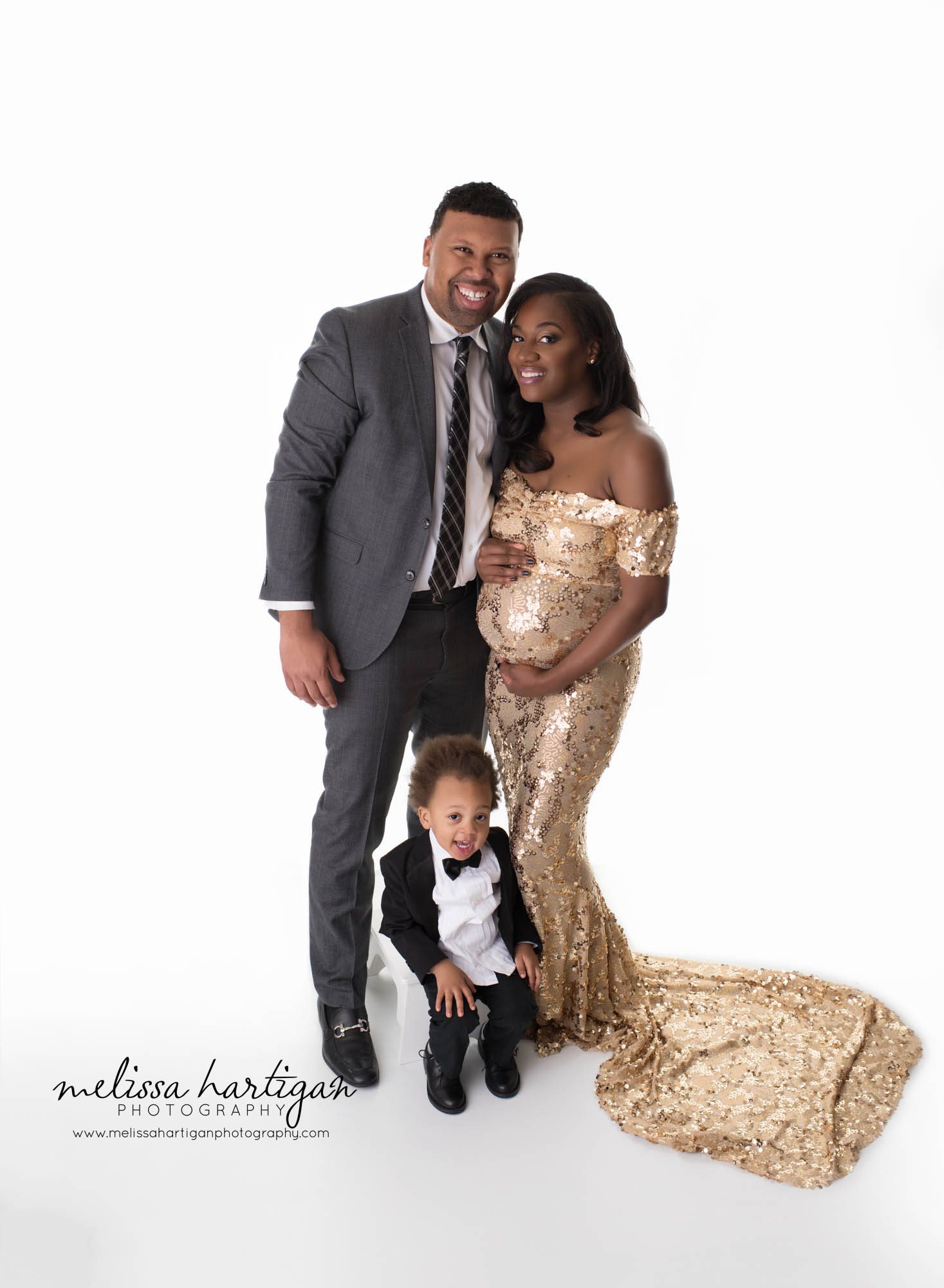 CT Newborn and Maternity Photographer maternity pose with husband and son