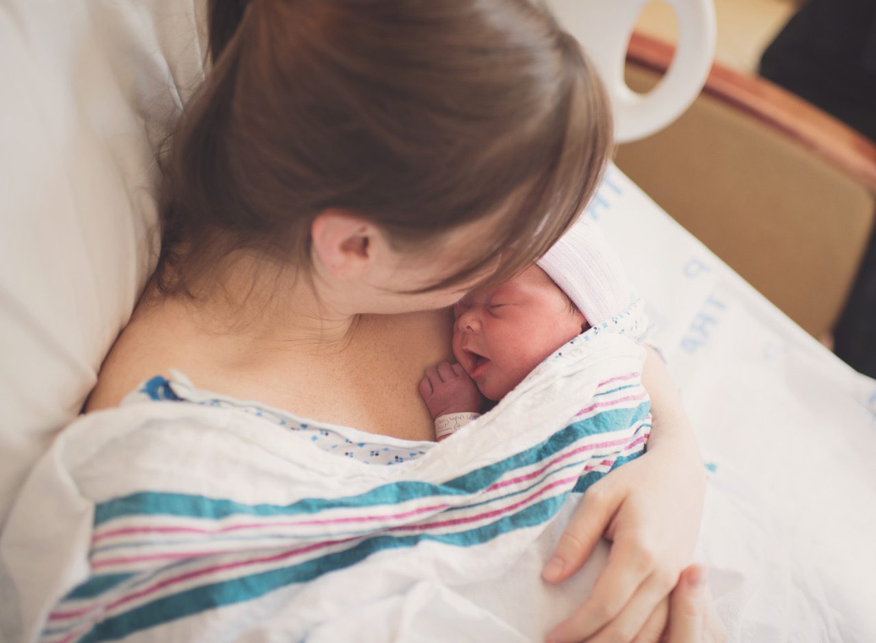 CT newborn photography - Mom and baby at the hospital shortly after birth