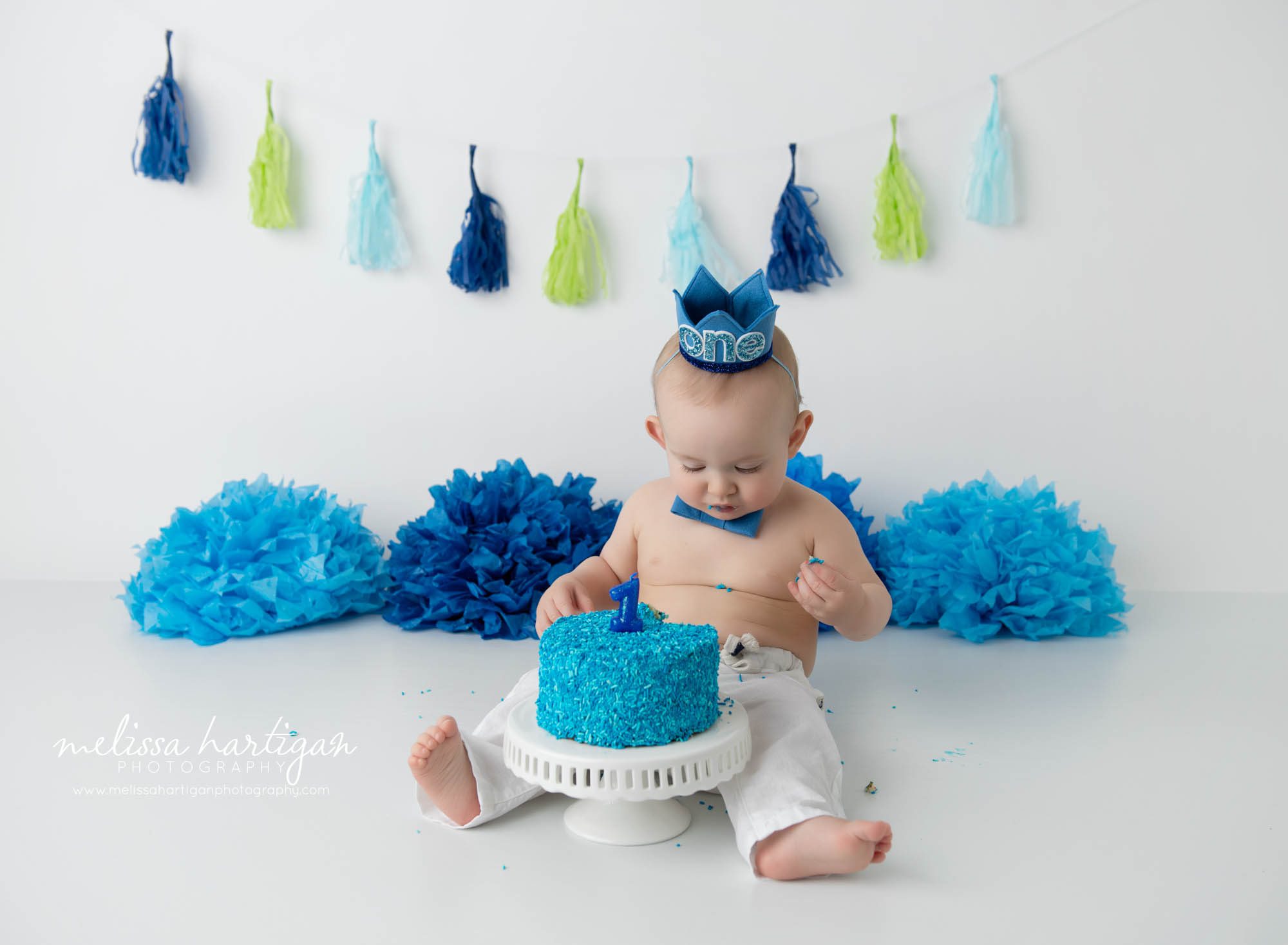Baby boy cake smash photos blue and green colors
