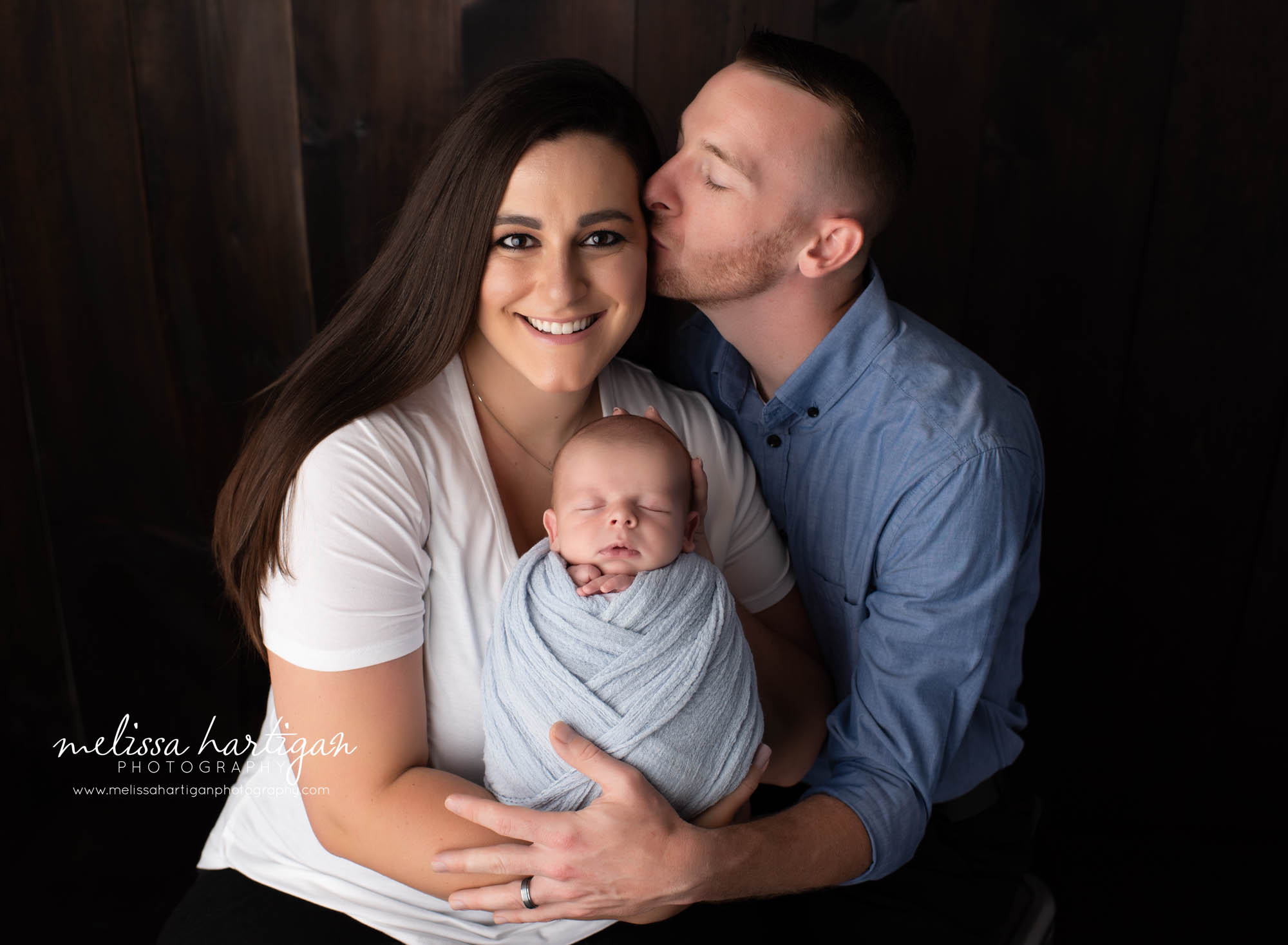 mom dad and newborn boy family photography pose CT Newborn Photographer