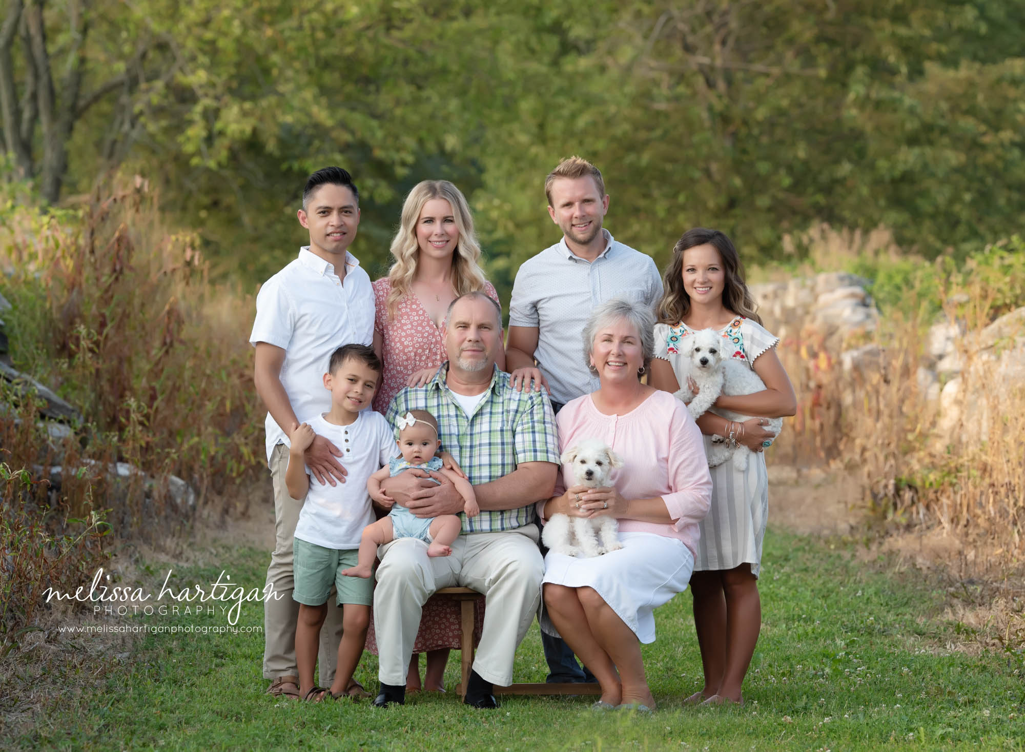 Extended family photography session outside Connecticut location