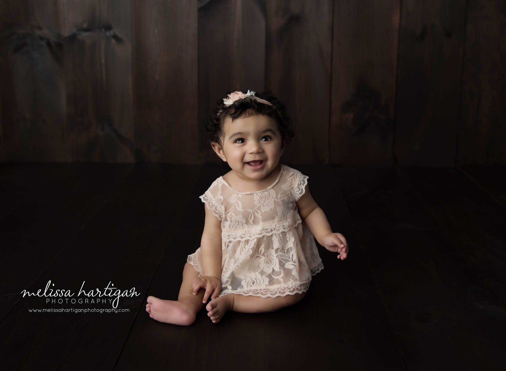 baby girl laughing smiling baby milestone studio session Colchester CT baby photographers
