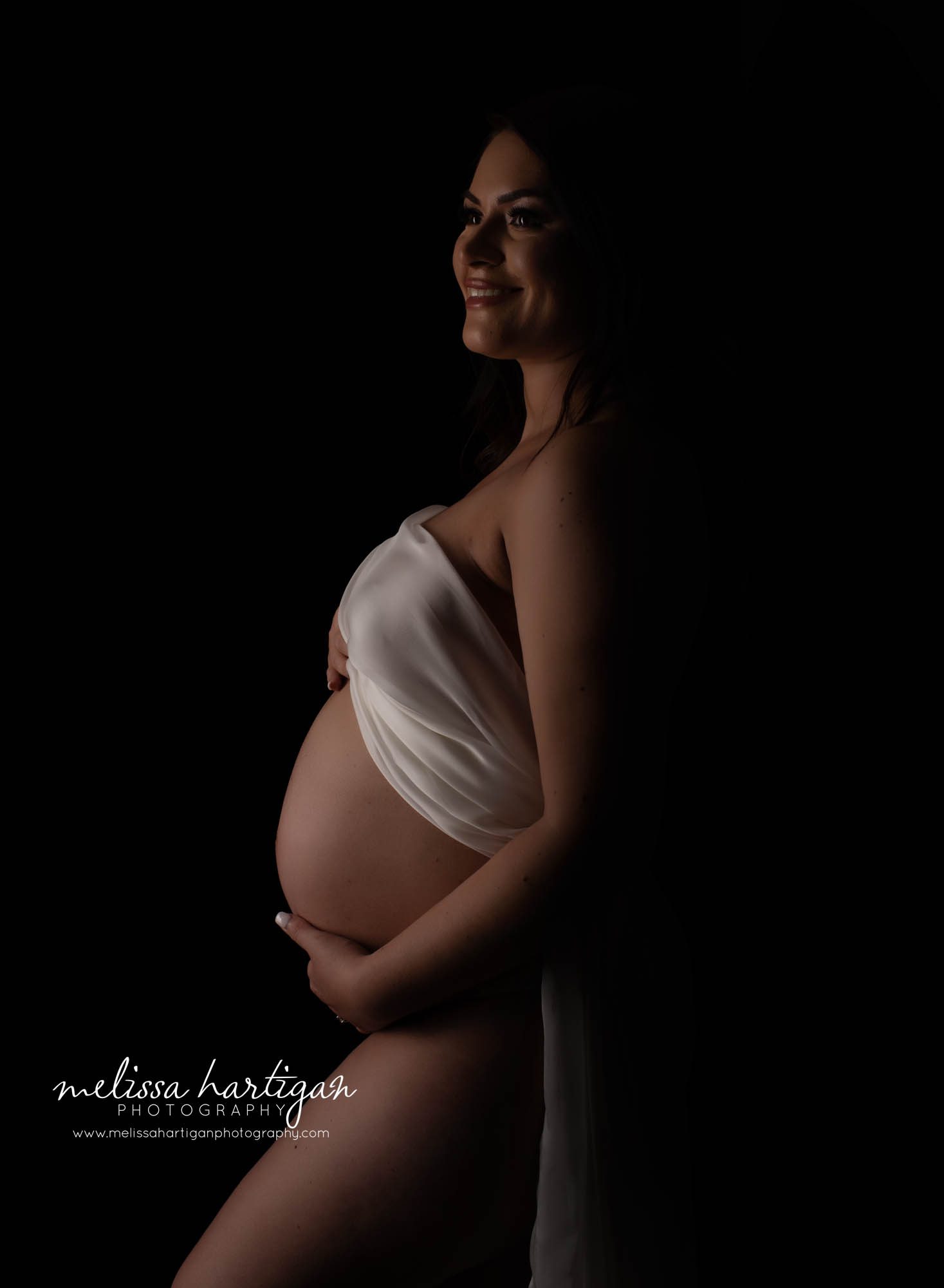 expectant mom to be rim lighting studio maternity photography CT session