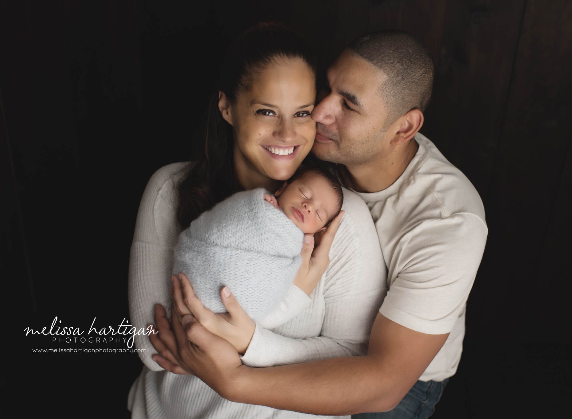 mom dad and newborn baby boy family picture CT newborn Photography