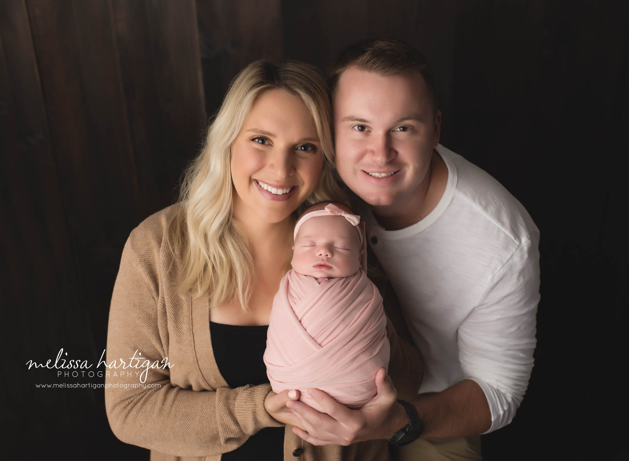 mom dad and newborn baby girl family pose newborn photography session tolland county newborn photography