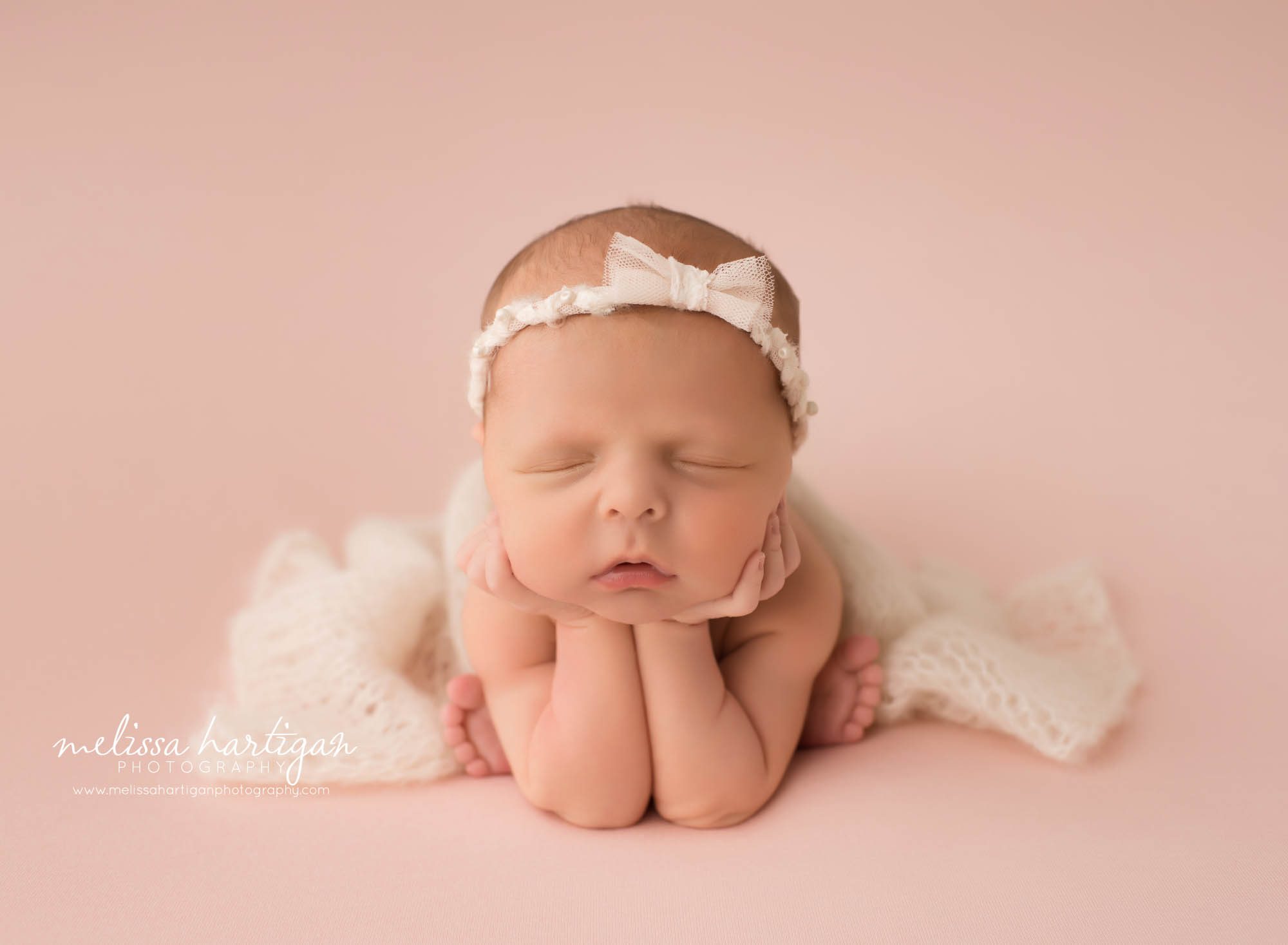 newborn baby girl posed froggy pose studio newborn photography CT