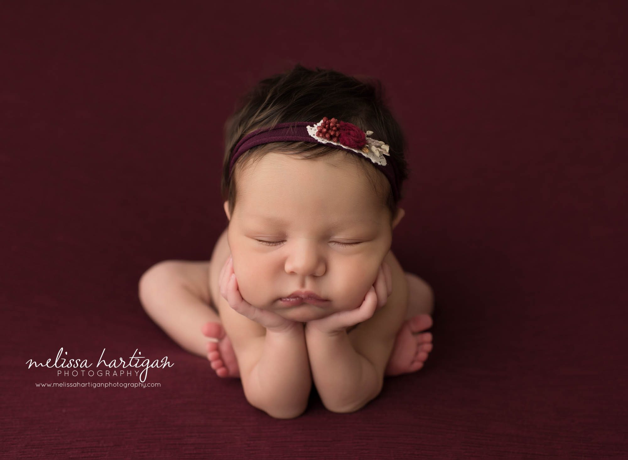 newborn baby girl posed froggy pose CT newborn photographer