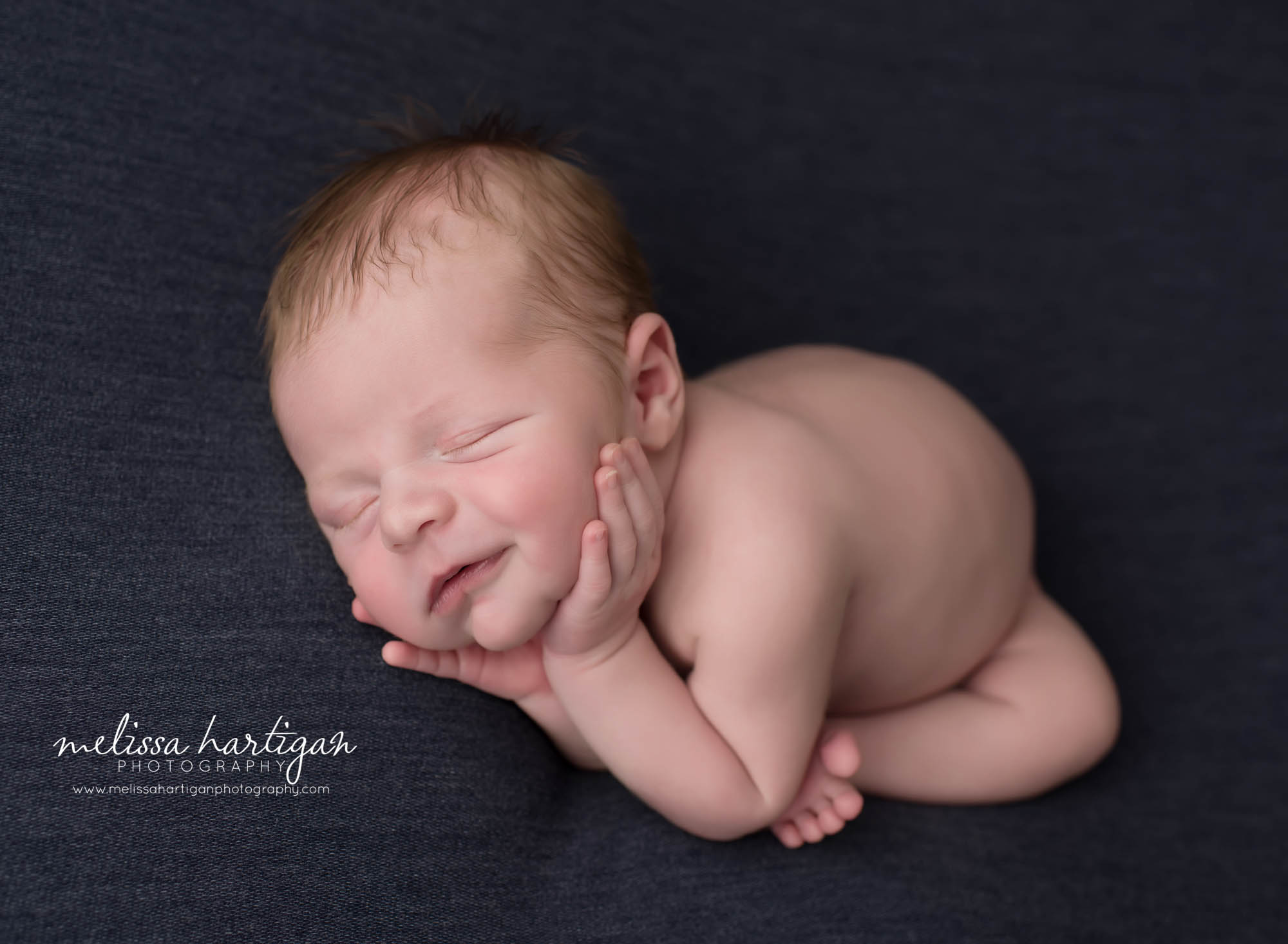 newborn baby boy pose don side with smile on face newborn photography east windsor
