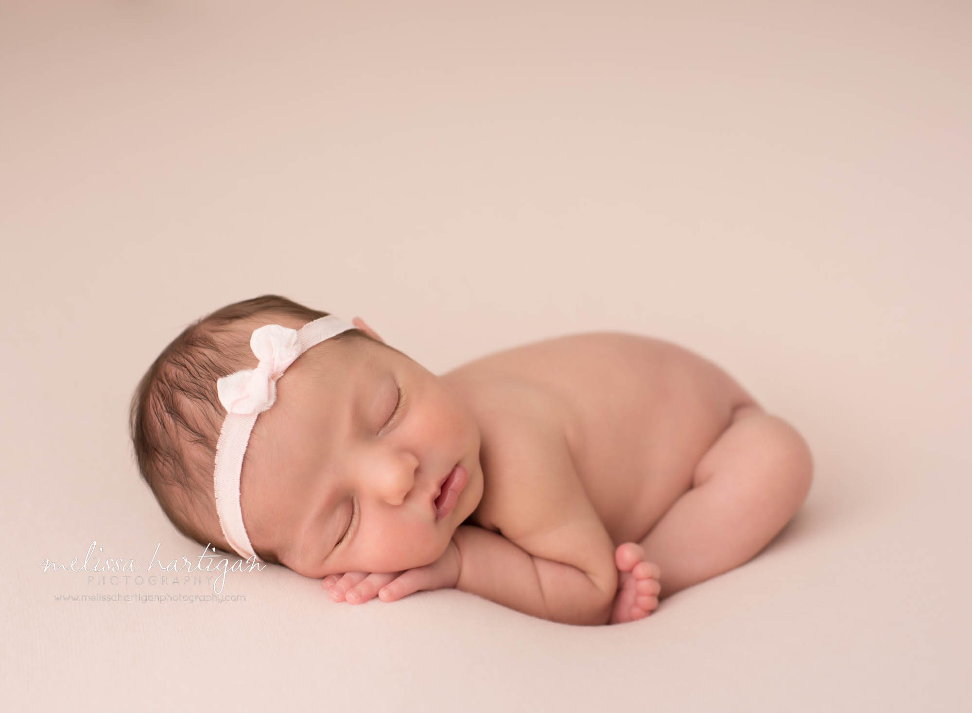 newbwborn baby girl posed modified taco pose newborn photography CT