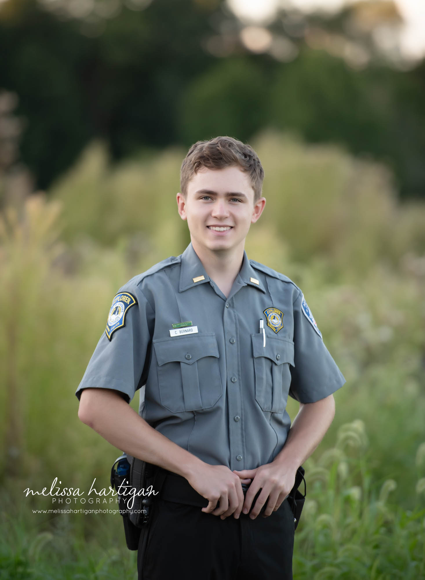 Teenage police cadet portrait pose