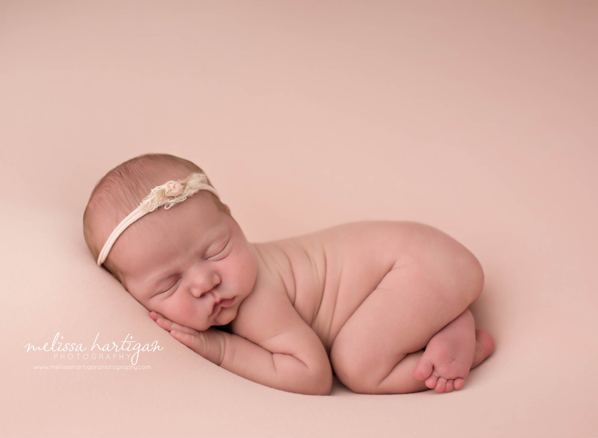 Newborn baby girl posed bum up pose Newborn Photography Ivoryton CT